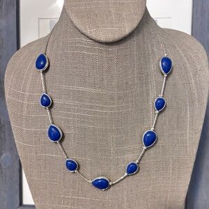 Pappagallo Blue Enamel Silver Plated Bead Necklace